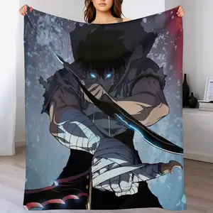 Solo Leveling Anime Flannel Blanket | Ultra Soft & Anti-Shrinkage | Machine Washable Cozy Throw for Anime Fans, All-Season Gifts, Bedroom Decor
