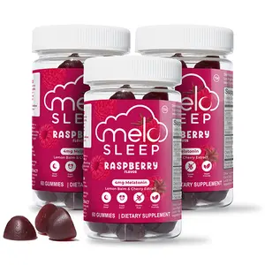 MELO Sleep - 90 Night's of Rest | 3 Bottles of Raspberry Sleep Gummies (Organic, Vegan, Gluten-free) | With Lemon Balm and Cherry Extract Healthcare Dietary Supplements Fitness