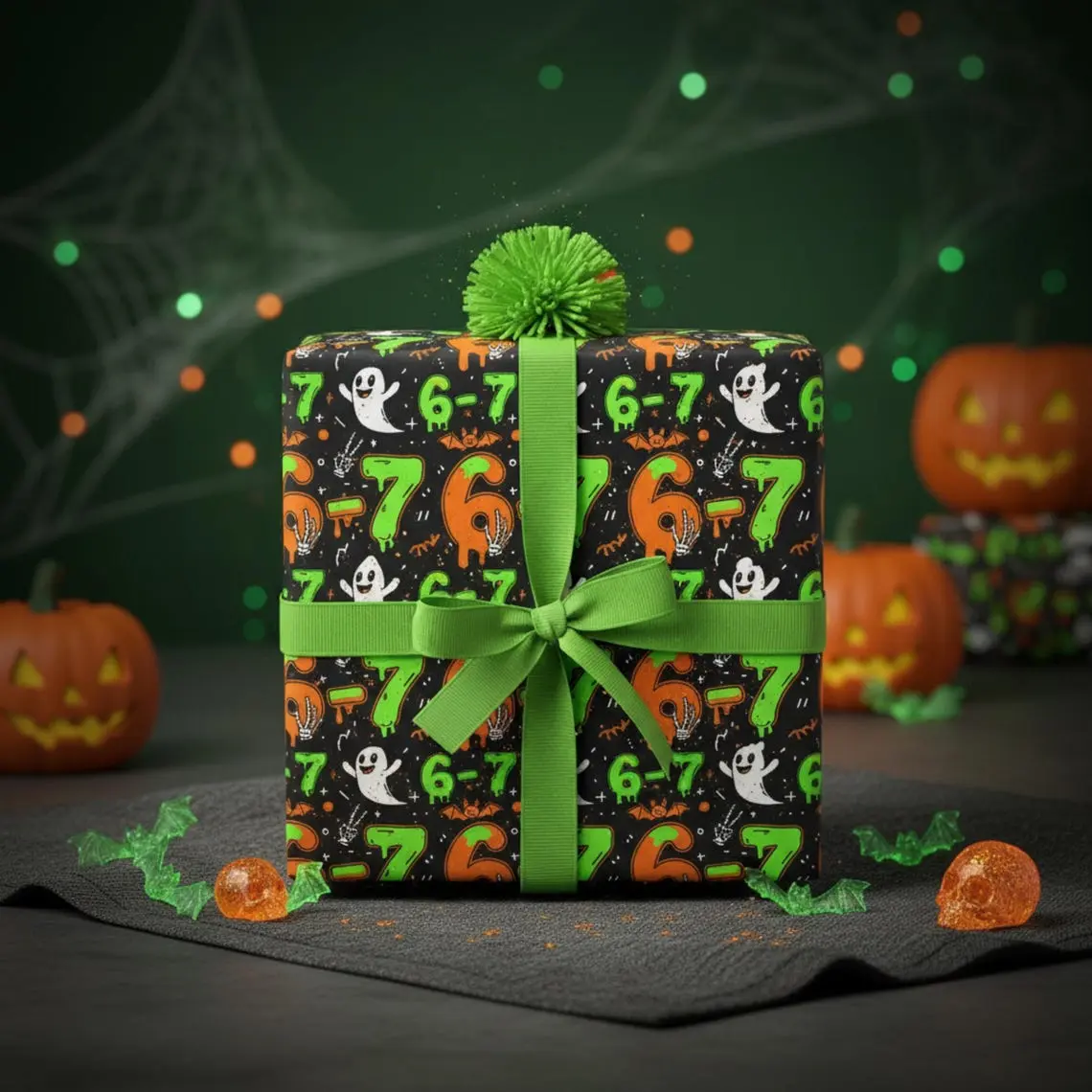 6-7 TikTok Trend Halloween Wrapping Paper, Spooky Fun Gift Wrap