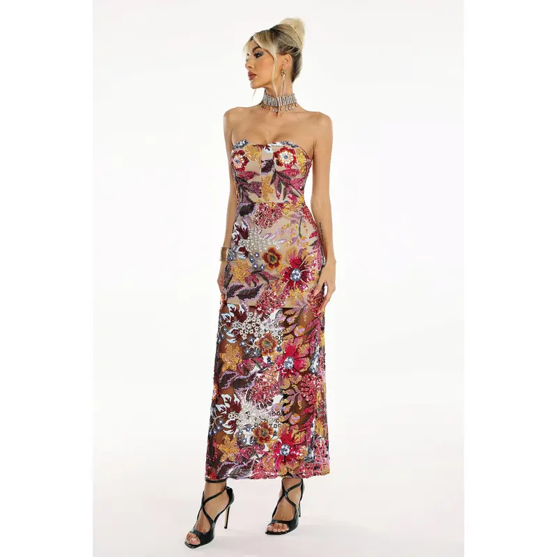 BellaBarnett Gunnhild Lace Deep V Maxi Dress - TikTok Shop