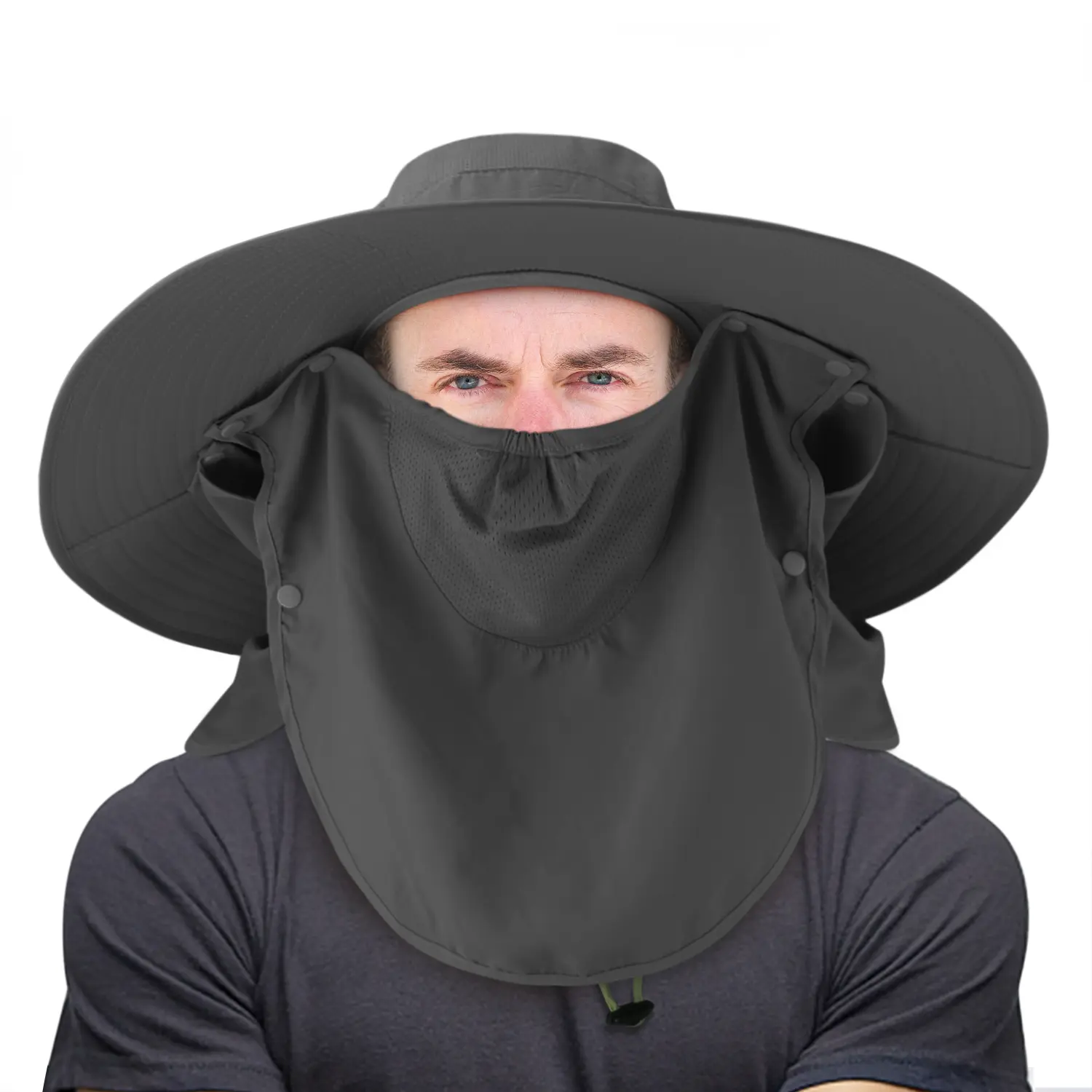 Fishing Hat for Men & Women, Outdoor UV Sun Protection Wide Brim Hat with Face Cover & Neck Flap, wide brim sun hat, yard cap