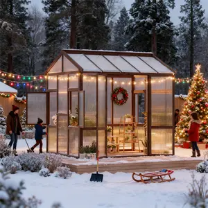 Garvee 6x8 FT Wooden Greenhouse for Outdoor,Heavy Duty Green House Kit with Ventilated Window and Lockable Door,Walk-In Greenhouse for Backyard, Patio, Lawn,6Mm Polycarbonate