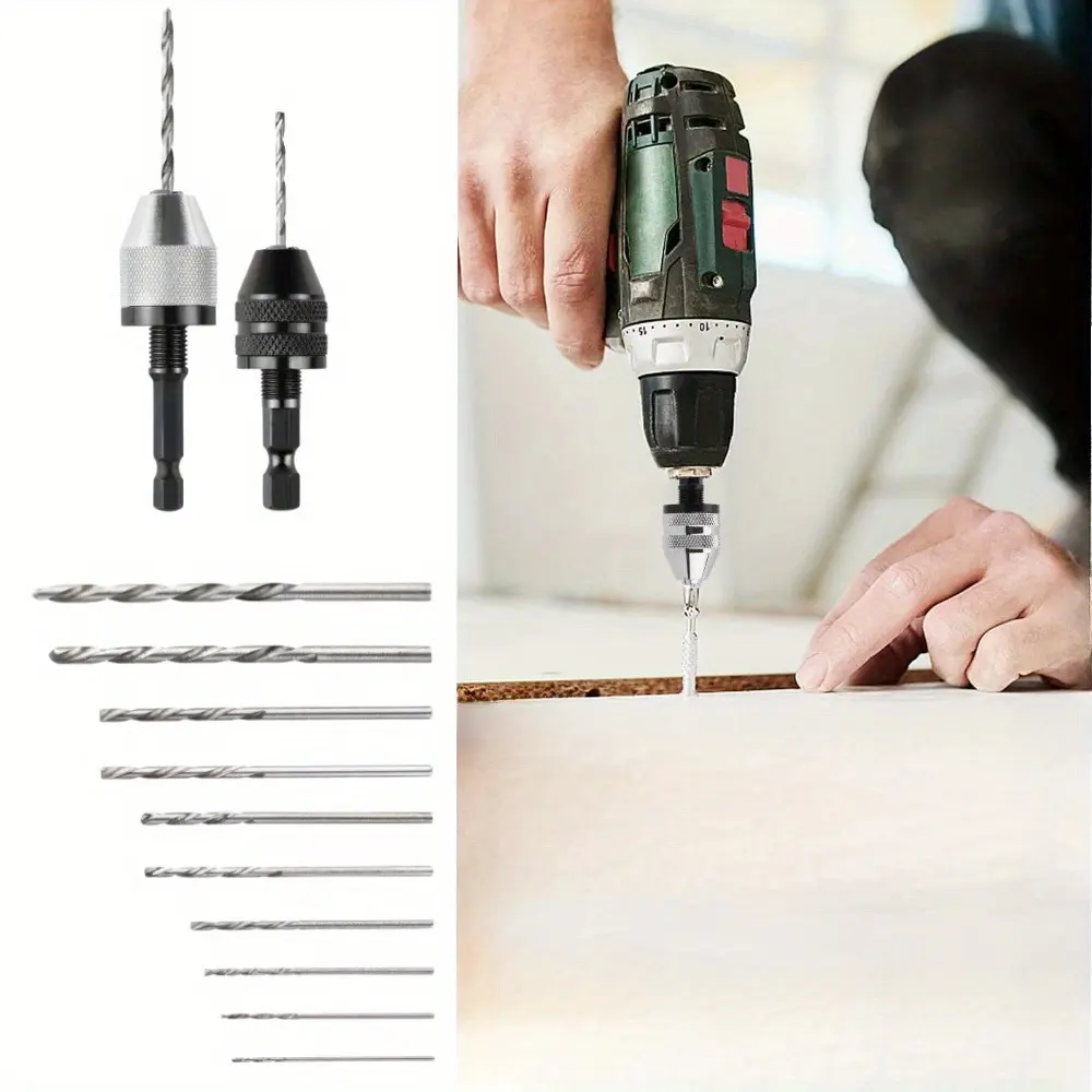 12-Piece Quick-Change Keyless Drill Chuck Adapter Set (2 Packs), 1/4" Hex Shank, Alloy Steel, Universal Fit for Impact Drivers & Impact Screwdrivers, Sturdy for DIY Projects & Home Repairs, Impact Screwdriver