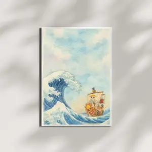 One Piece Great Wave Poster Anime Wall Art Luffy Poster Japanese Wave Painting Ocean Aesthetic Room Decor Anime Fan Gift