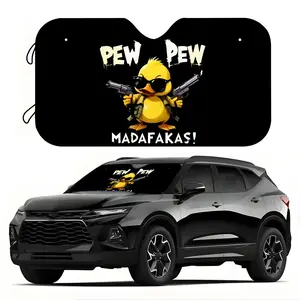 PEW PEW Madafakas, a stylish duck armed with guns and wearing glasses, designed for car sun visors, Windshield Sun Shade, protects against harmful internal radiation, scratch-resistant, durable, great gift for Thanksgiving