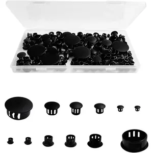Hardware Plugs - 6 Sizes Black Plastic Hole Plugs: 5mm, 6mm, 8mm, 10mm, 13mm, 25mm (155pcs)