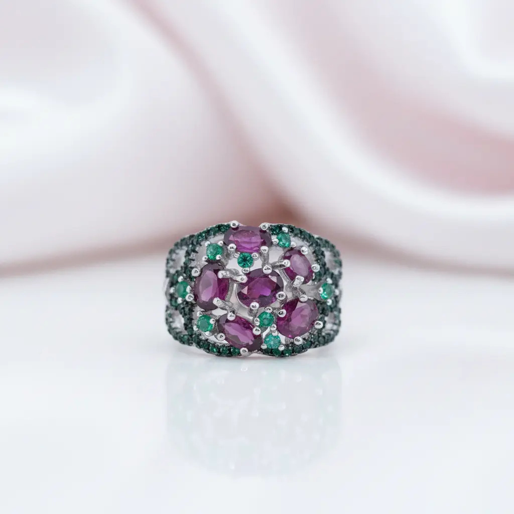 Art Deco 2.30Ct Rhodolite Garnet Birthstone Ring