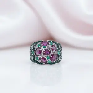 Art Deco 2.30Ct Rhodolite Garnet Birthstone Ring