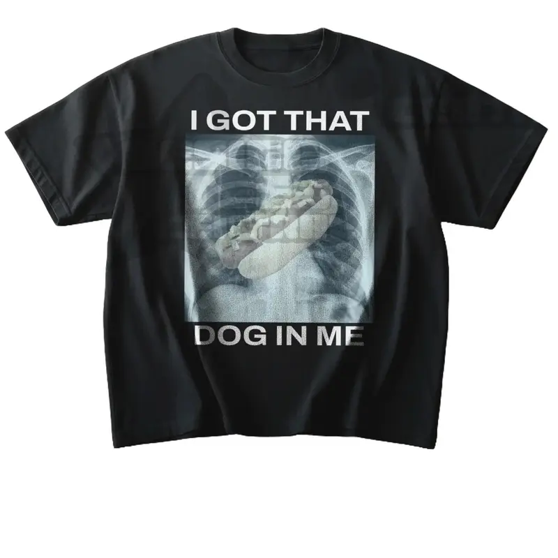 I Got That Hot Dog In Me, 100% Cotton Funny Graphic T-Shirt, Hot Dog Food Humor Top, Unisex Classic Crewneck, Casual Streetwear
