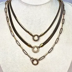 Custom Charm Keeper Clasp - Curb Chain Charm Keeper - Herringbone Chain Charm Keeper- Swappable Charm Necklace - Dainty Everyday Jewelry - Charms - Collect Them All