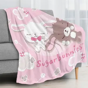 Sanrio (authorized) SUGARBUNNIES Blanket Polyester Fiber Soft And Fluffy, Warm And Comfortable Suitable For Sofas, Chairs, Beds, Camping, Picnics, Travel Lightweight Blanket