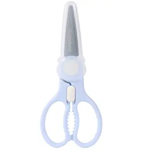 Solinfant Premium Stainless Steel Portable Baby Food Safety Scissors, Detachable Feeding Shears for Toddlers Infant Kids Food Cutting Meats Noodles Vegetables with Protactive Cover