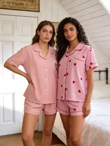 Coquette Women's Sleepwear Set,soft girly sleepwear,Casual Lapel Button Front Shirt and Pants, Comfortable Ladies' Pajamas, Cute Spring Clothes,cottagecore pajamas set