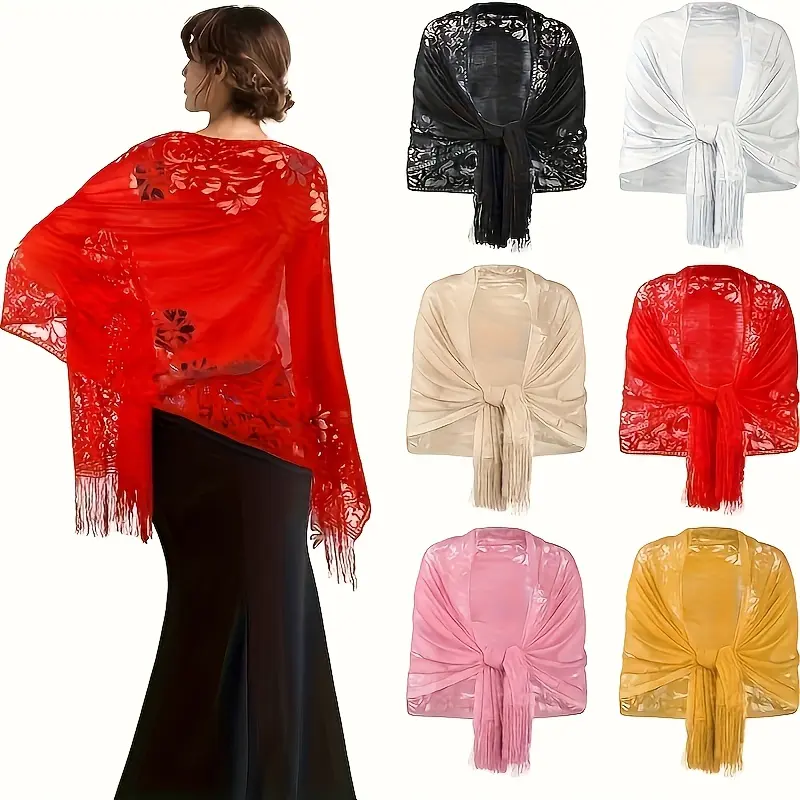 Elegant Floral Shawl for Women - Lightweight and Breathable Embroidered Scarf