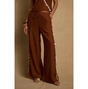 Estelle Terracotta Shell Embellished Pants