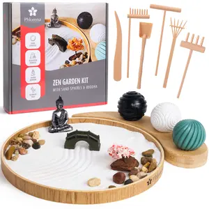 Relaxing Zen Garden Kit for Stress Relief & Mindfulness – Mini Rock Feature Gift Set for Home, Office Desk