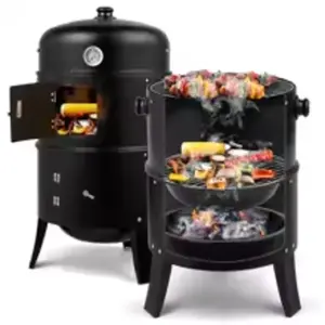 Barbecue Masterpiece 80x41x48cm Iron Spray Smoker Carbon Grill Black with Built-in Thermometer & Adjustable Air Outlet for Versatile Cooking