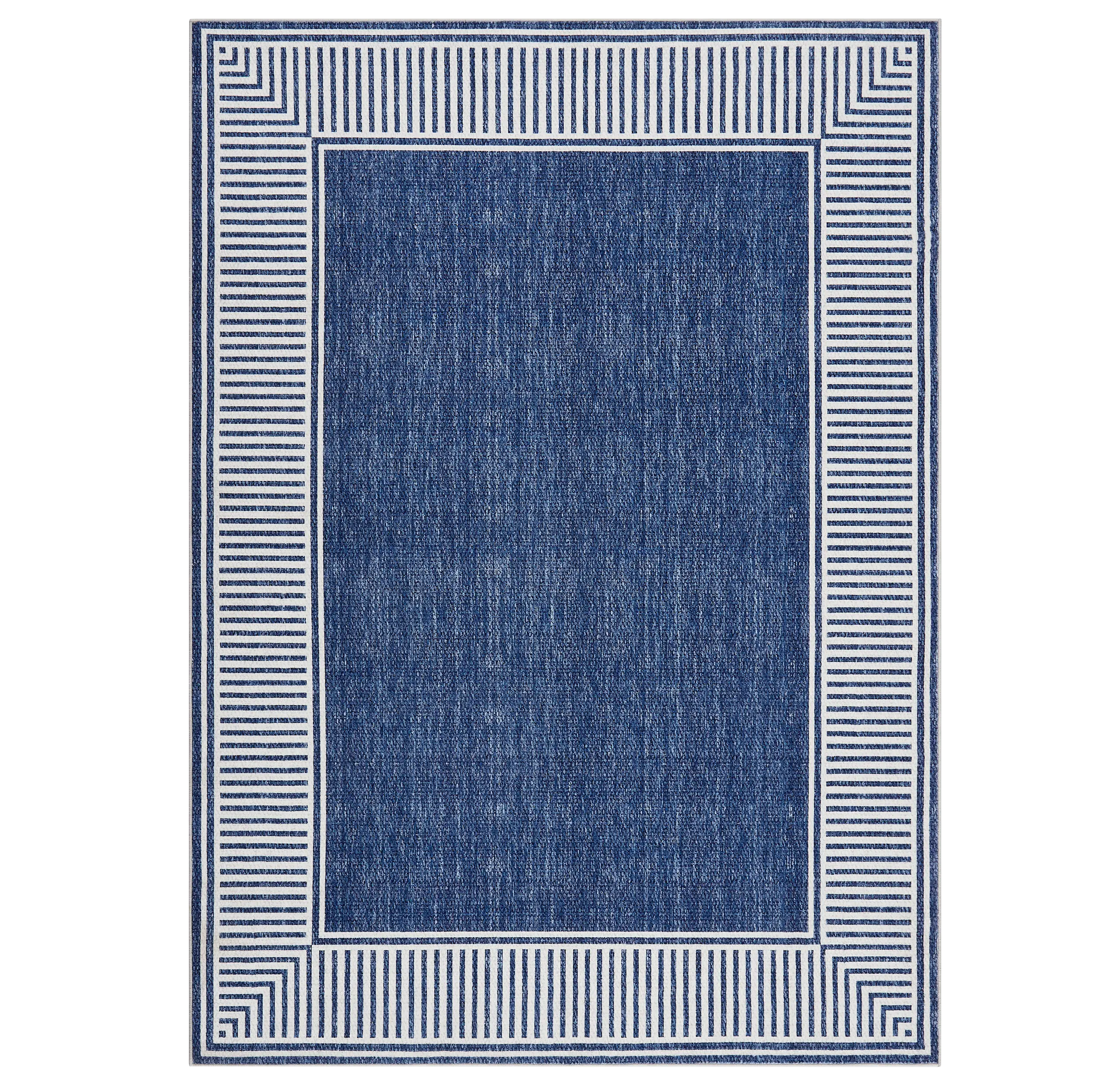 10 x 13 ft Blue Polyester Rectangular Giant Decorative Durable Low Pile Geometric Graphic Area Rug, Soft, Machine Washable for Living Room, Bedroom, Decorative Rug, Durable Area Rugs