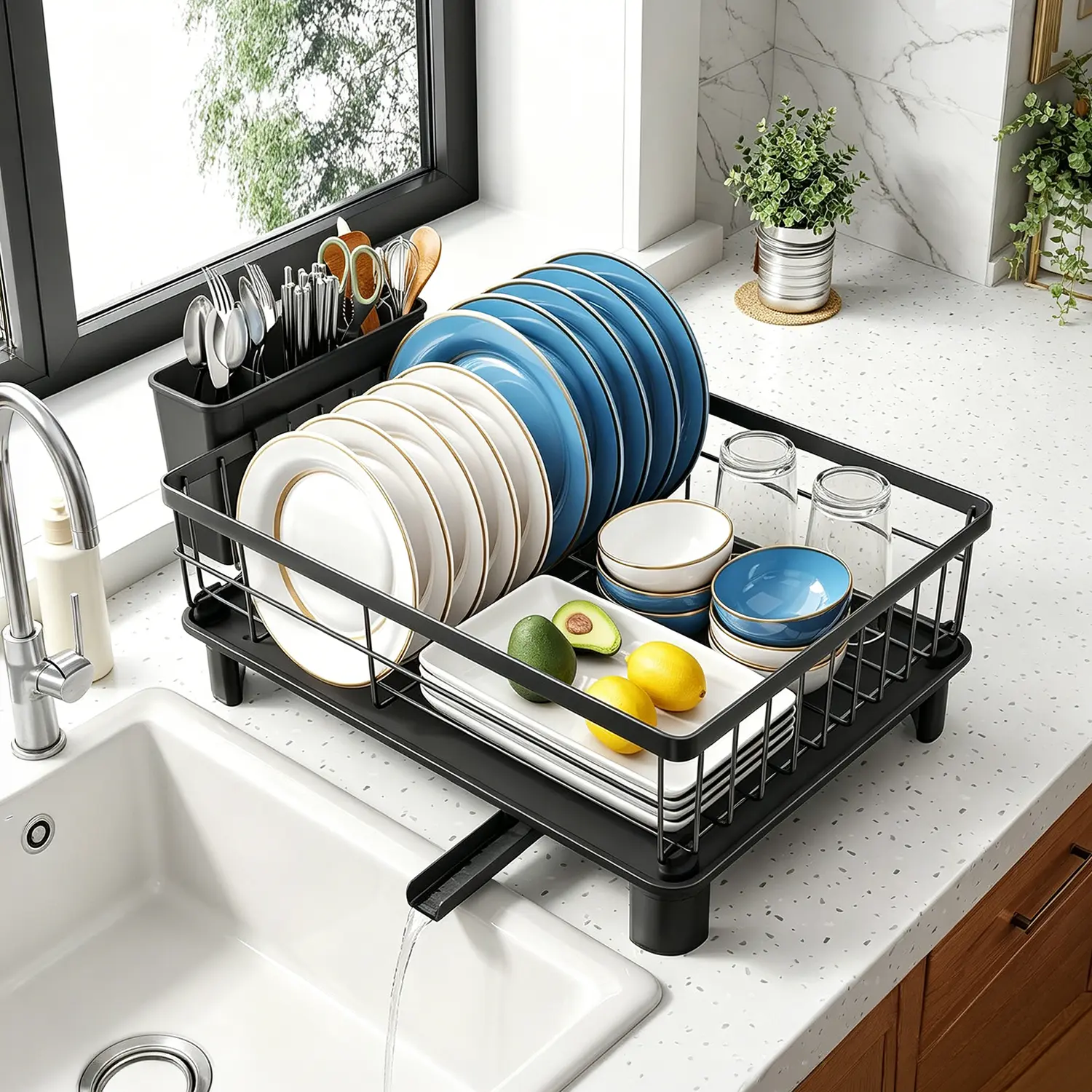 SNTD Dish Drying Rack for Small Kitchen Counter, 11" W x 15" L SNTD Dish Drying Rack for Small Kitchen Counter, 11" W x 15" L