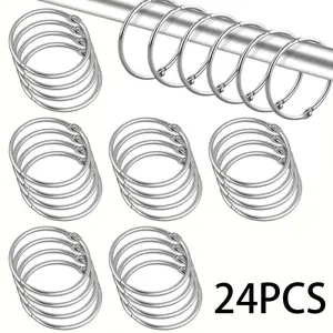 24Pcs Shower Curtain Rings, Bathway Shower Curtain Hooks, Stainless Steel Shower Curtain Rings Rust Proof, Anti-Drop Shower Rings for Curtain, Shower Hooks for Shower Curtain Rod Bathroom Curtain Rings