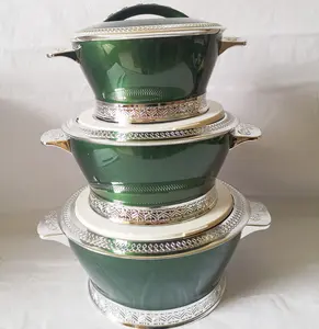 MiraRabel Luxury Green Deep Food Warmer (Set of 3)