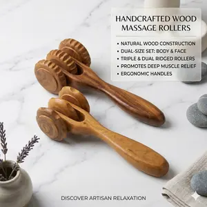Natural Wooden Body Roller Massager - Multi-Functional Muscle Relief Roller for Back, Waist, and Legs - Eco-Friendly Tension Relief Tool