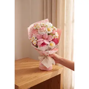 Hand-knitted floral yarn bouquet is soft to the touch, suitable as a gift for Mother's Day, Teacher's Day, or as an anniversary present for a loved one