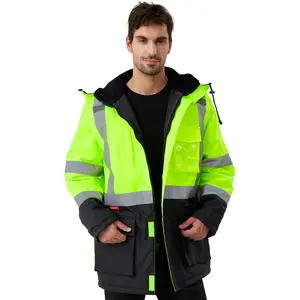 ProtectX High Visibility Winter Safety Jacket for Men – Reflective Insulated Long Work Coat