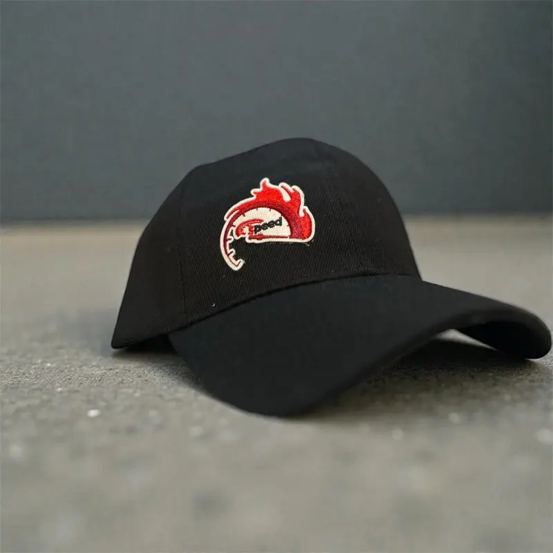 Race Hat - Black Baseball Cap with Flame Logo for Racing Enthusiasts