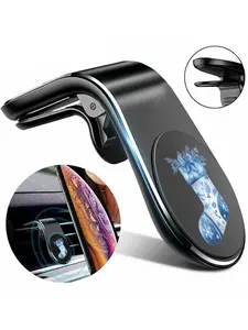 Blue Christmas stocking snowflake bow decorated car phone holder.