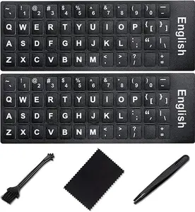 English Keyboard Stickers [5 in 1],Super Clear Large Print Bold White Letters on Black Background English US Keyboard Letter Stickers for Laptop Desktop Computer Keyboard Alphabet Sticker-Matte