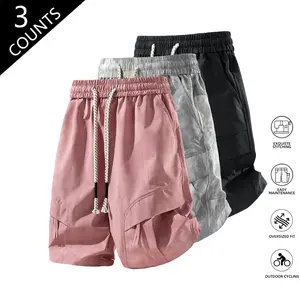 3-pack men’s tie-dye casual shorts—stylish elastic drawstring waist, loose cargo shorts, breathable streetwear outdoor shorts; ultra versatile for everyday wear, workouts, and summer outfits.