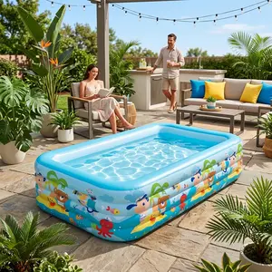 Upgraded and thickened four-layer inflatable swimming pool (82.7x55.1x26in) for home use, perfect for a summer water park. Suitable for backyards, gardens, balconies, and outdoor settings. A top choice for summer gifts.