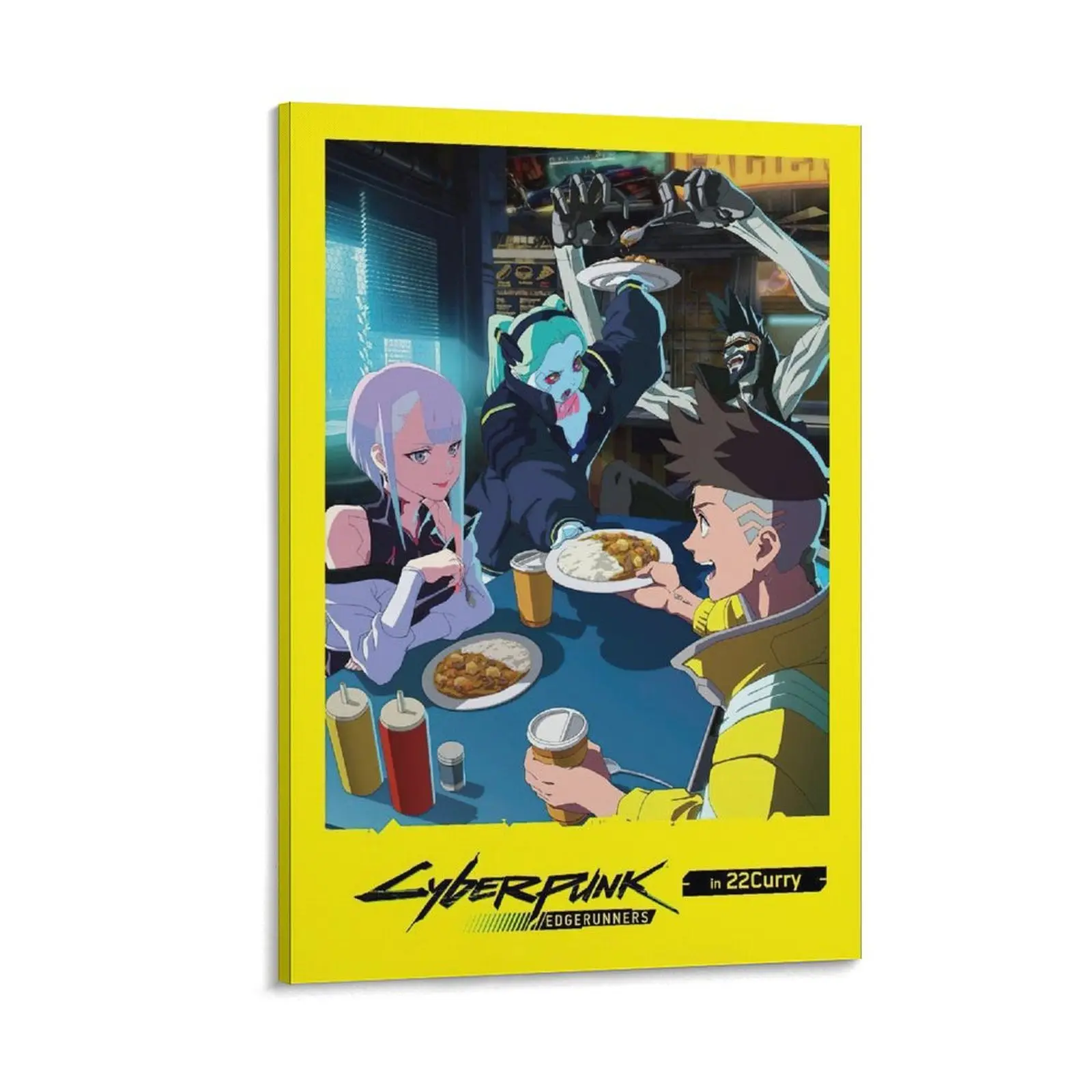 Cyberpunk Edgerunners Anime Poster Set, 5 Canvas Prints for Room Aesthetic, Living Room, And Bedroom Wall Decor Poster Canvas Wall Art For Bedroom Decor Bar Office Room Decor Gift