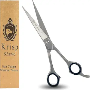 Professional Hair Cutting Scissors - Krisp Beauty Stainless Steel Salon Quality Barber Scissor (7 Inch) - Shears for Men's Beard Mustache Women Kids Pets Home DIY Haircut All Purpose Shear Razor Edge Sharp Blades Adjustable Haircare