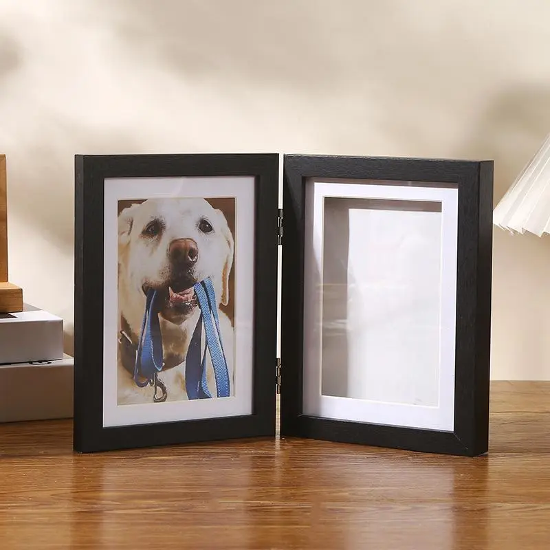 Pet Paw Print Souvenir Kit - 7 Inch Wooden Picture Frame & No-Bake Clay Mold, DIY Dog & Cat Paw Print Maker, Newborn Puppy Growth & Memorial Display, Personalized Christmas Gift for Pet Lovers & Owners