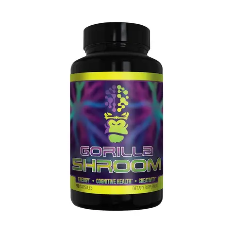 Gorilla Mind Sugar-Free Nootropic Mushroom Natural Capsules - Adult Health Nutrition Supplement, Lion's Mane, Cordyceps, Reishi, Maitake, Crash-Free Energy, Focus Support - 30 Servings