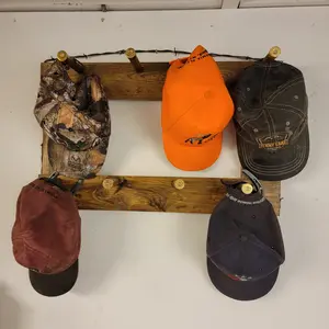 Western and Rodeo Cowboy Hat Rack 8BL - 8 Ball Cap Hat Rack with Integrated Display 24" Wide 14" Tall 6" Deep for Coats & Ball Caps Hanging Decor