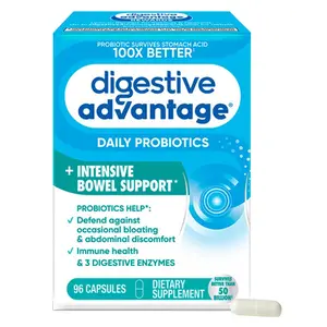 Digestive Advantage IBS Probiotics For Digestive Health & Intensive Bowel Support, For Women & Men with Digestive Enzymes, Support for Occasional Bloating & Gut Health, 96ct Capsules