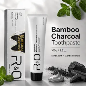 R&O Bamboo Charcoal Toothpaste, Smooth Charcoal Paste for Daily Brushing, Light Mint Aroma, Fresh Clean Feel, Gentle Formula
