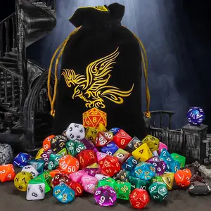 QMay DND Dice Set 15 X 7 Polyhedral Dice (105pcs) with 1 Large Flannel Pouches , D&D Dice (D4 D6 D8 D10 D% D12 D20) for Dungeons and Dragons RPG MTG Table Games gift  tabletop springtok