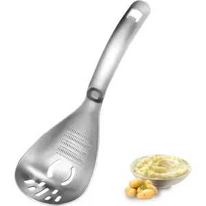 Heavy Duty Food Grade Stainless Steel: Multifunctional Potato Masher with Slotted Spoon & Raw Egg Separator, Durable Kitchen Gadget for Mashing Potatoes, Avocados, Vegetables & Beans, Easy Clean & Dishwasher Safe.