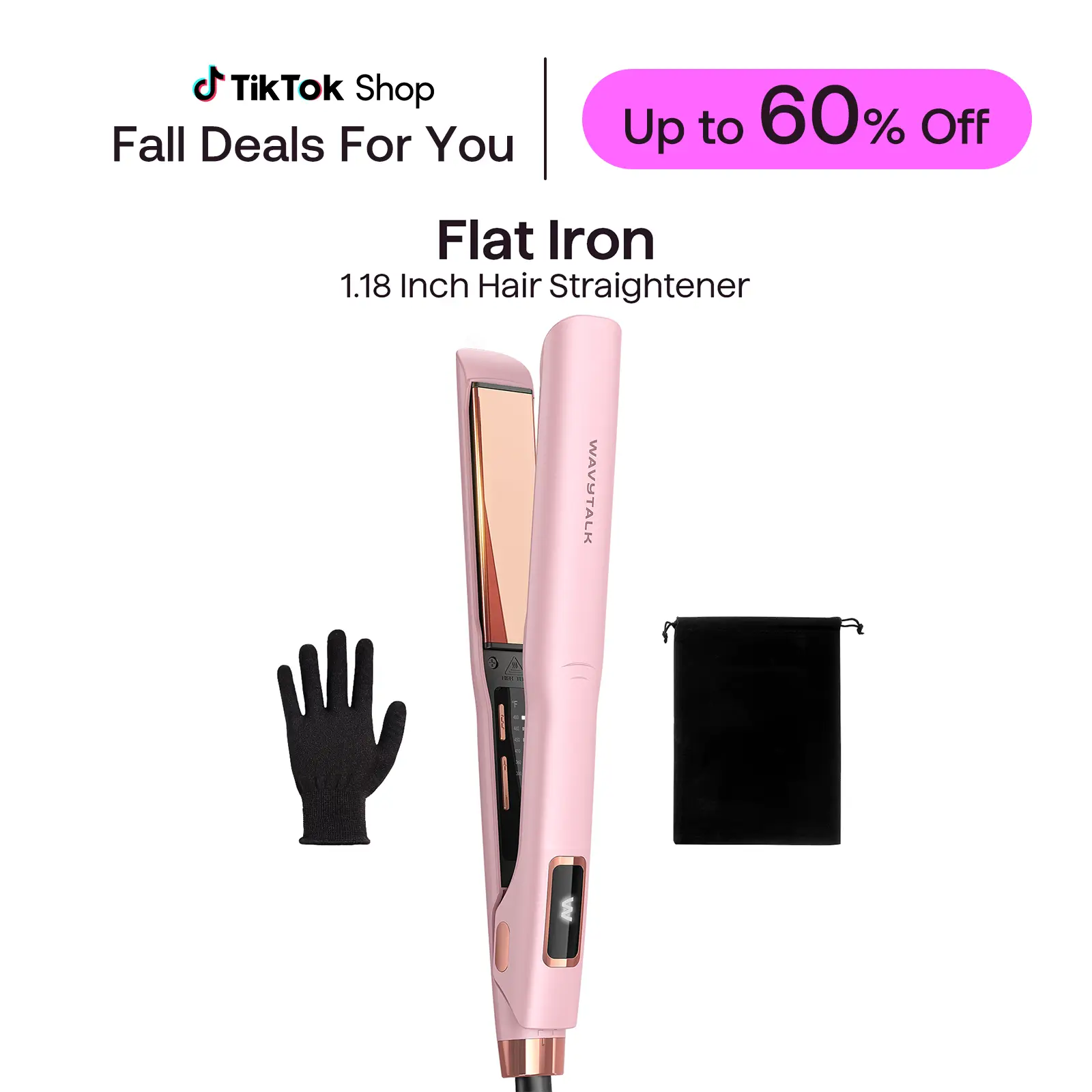 Wavytalk 1.18 Inch 2 in 1 Hair Straightener and Curler for One-Pass Wonder with 6 Temp Settings, 3D Floating Plates