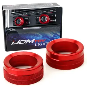 iJDMTOY 2pc Red Sports Aluminum AC Climate Control and Radio Volume Turner Ring Covers For Porsche 2014-up Macan, 2011-2018 Cayenne, 2010-2016 Panamera, 2012-2019 911