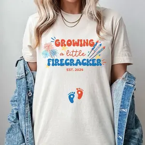 Growing a Little Firecracker Shirt, 4th of July Maternity Shirt, Fourth of July Pregnancy Announcement Tee, 4th of July Baby Announcement T-Shirt