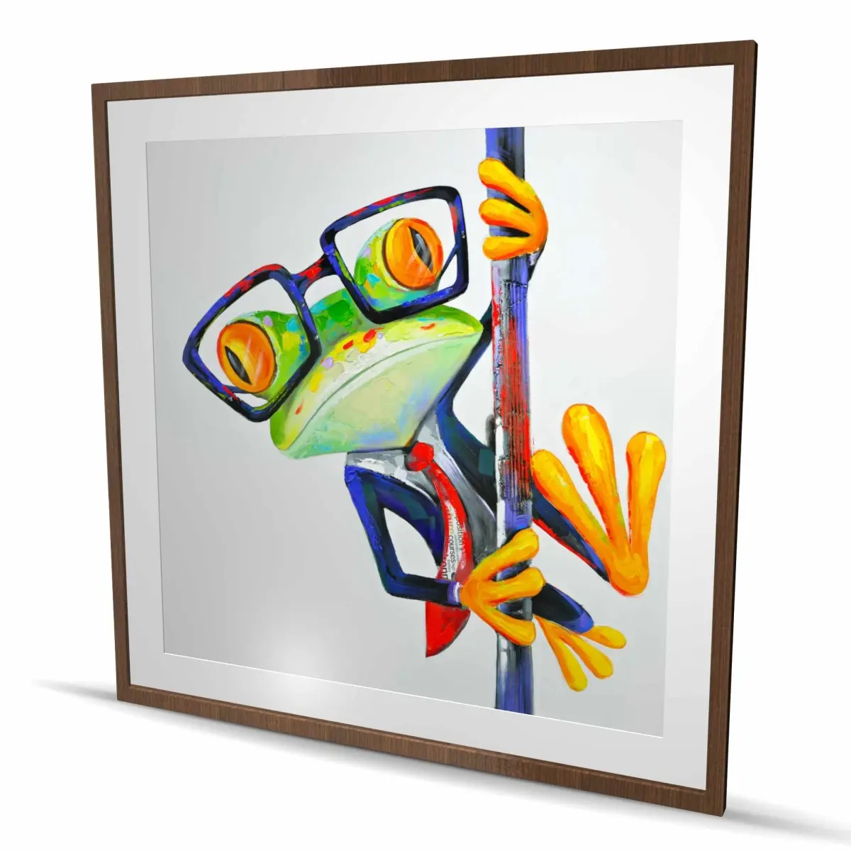 Begin Home Decor C1FM4848NSPU02 48 x 48 in. Funny Frog with Glasses - Framed Matted Print Wall Art for Kids Decor
