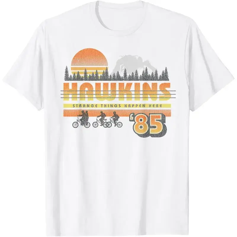 100%25 Cotton Ultra Soft & Cozy "Hawkins '85" Stranger Things Retro Tee | Strange Things Happen Here Essential plus  size  top comfort shirt🤘🤘🤘