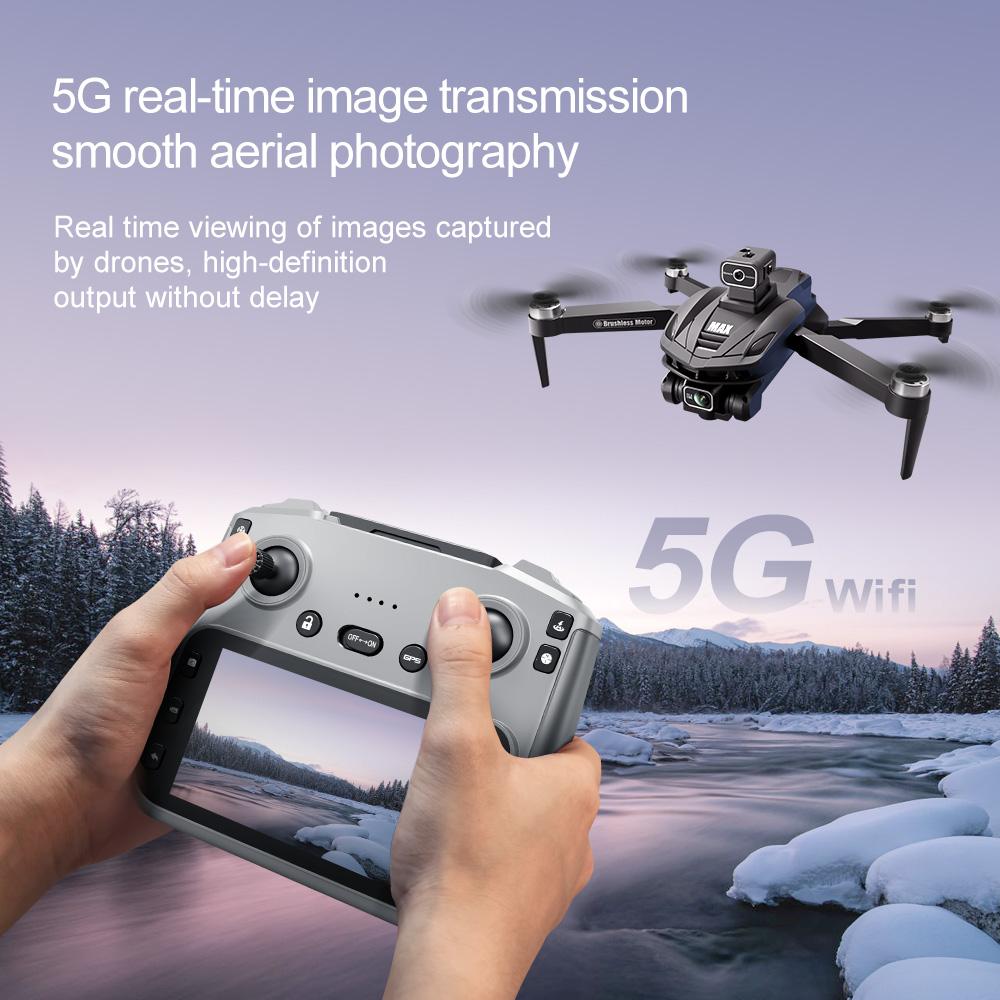 V168 Pro Max Drone with 8K  PTZ Camera, 4.5" Screen Remote Control, 2000m Long Range, GPS Return-to-Home, Brushless Motors, Dual Lenses, Foldable Design, 244g Lightweight, 100m Flight Altitude, 2 Batteries
