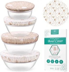 Resuable Bowl Covers for Bread Proofing-Beeswax Bowl Covers Resuable, (Set of 4 pack) Elastic Cotton fabric for Sourdough Bread Proofing Cover, Dough Proofing and  Storage, Compostable, Durable