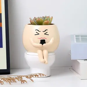 Funny Resin Face Pots for Plants, Indoor Succulent Planters, Gift for Home, Office, Mother, Birthday, Creative Decorative Vases